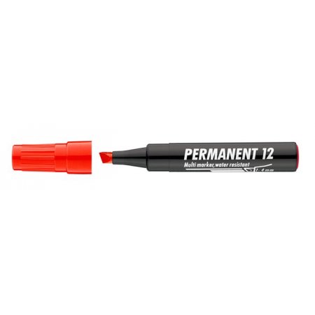 Permanentný popisovač, 1-4 mm, zrezaný hrot, ICO "Permanent 12", červený