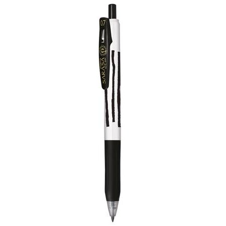 Gélové pero, 0,33 mm, stláčací mechanizmus, pruhované telo,  ZEBRA "Sarasa Clip", čierna
