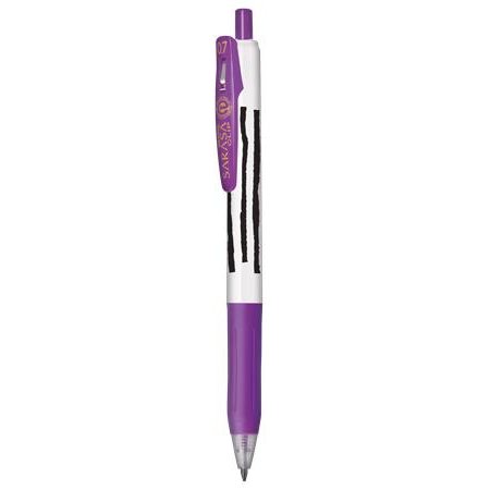 Gélové pero, 0,33 mm, stláčací mechanizmus, pruhované telo, ZEBRA "Sarasa Clip", fialová