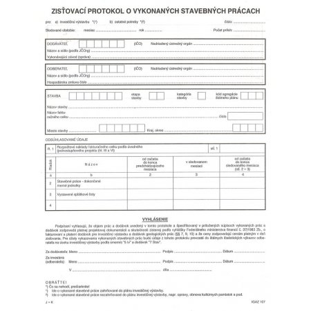 Zisťovací protokol o vykonaných stavebných prácach A4