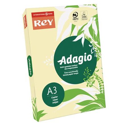 Kopírovací papier, farebný, A3, 80 g, REY "Adagio", pastelová žltá