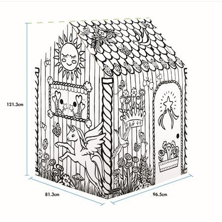 Kartónový domček, vyfarbiteľný, FELLOWES "BANKERS BOX® Playhouse", jednorožec, mix vzorov