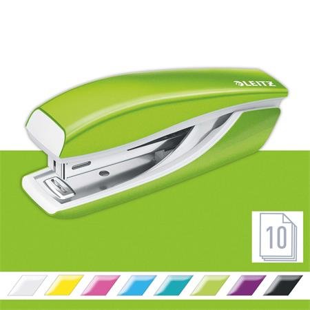 Zošívačka, mini, No. 10, 10 listov, kovová, LEITZ"Nexxt Wow", zelená