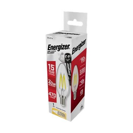 LED žiarovka, E14, filament sviečka, 4W (40W), 470lm, 2700K, ENERGIZER