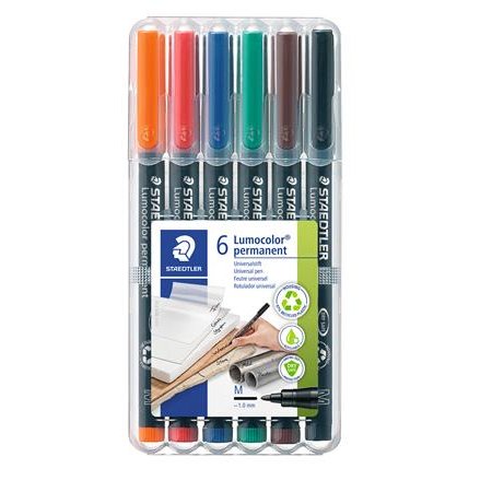 Permanentný popisovač, sada, 0,8-1 mm, STAEDTLER "317", 6 rôznych farieb