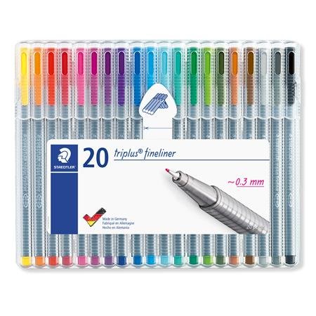 Liner, sada, 0,3 mm, STAEDTLER "Triplus STAEDTLER Box", 20 rôznych farieb