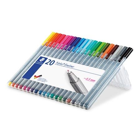 Liner, sada, 0,3 mm, STAEDTLER "Triplus STAEDTLER Box", 20 rôznych farieb