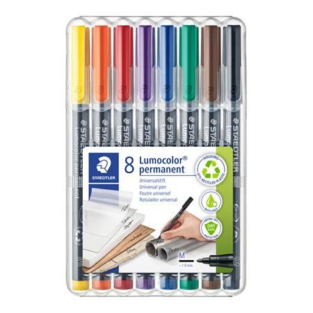 Permanentný popisovač, sada, OHP, 1 mm, STAEDTLER "Lumocolor® 317 M", 8 rôznych farieb