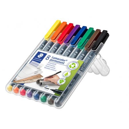 Permanentný popisovač, sada, OHP, 1 mm, STAEDTLER "Lumocolor® 317 M", 8 rôznych farieb