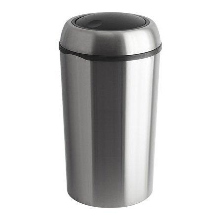 Odpadkový kôš s výklopným vekom, 75 l, kovový, VEPA BINS, strieborná