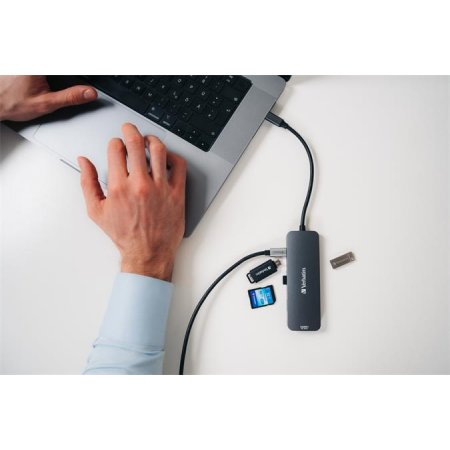 USB HUB, USB-C PD/2xHDMI/3xUSB-A/SD/mSD, VERBATIM