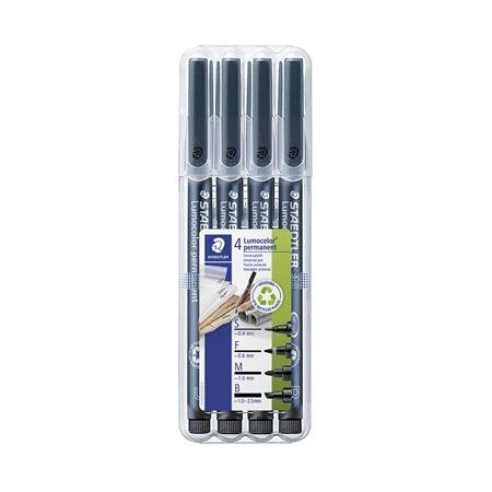 Permanentný popisovač, sada, OHP, STAEDTLER "Lumocolor® 31", 4 rôzne hrúbky, čierna