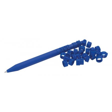 Gélové pero, stláčací mechanizmus, so 62 krúžkami na písmená, 2, WEDO "Letter Pen Puzzle", modrá