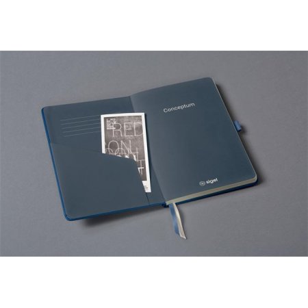 Zápisník, exkluzívny, A5, linajkový, 97 listov, tvrdá obálka, SIGEL "Conceptum", metalická modrá