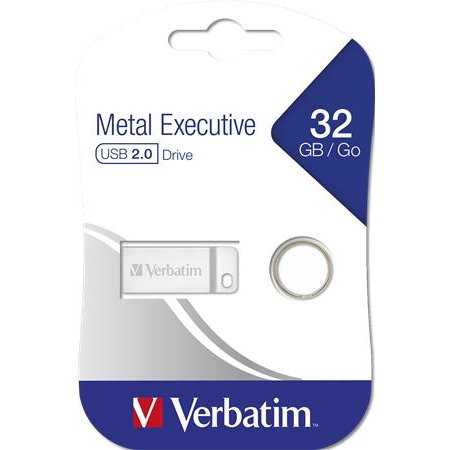 USB kľúč, 32GB, USB 2.0,  VERBATIM "Executive Metal", strieborná