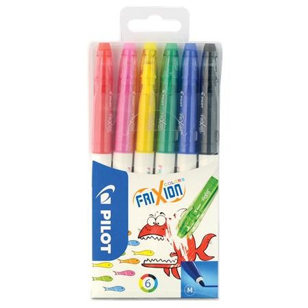 Fixky, 0,39-0,7 mm, odstrániteľné písmo, PILOT "Frixion Colors", 6 rôznych farieb