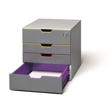 Zásuvkový box, plastový, 4 zásuvky, 1 uzamykateľná zásuvka, DURABLE "VARICOLOR® SAFE"