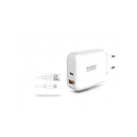 Sieťová nabíjačka, 1xUSB-A (18W), 1xUSB-C (45W), kábel USB-A–USB-C, URBAN FACTORY