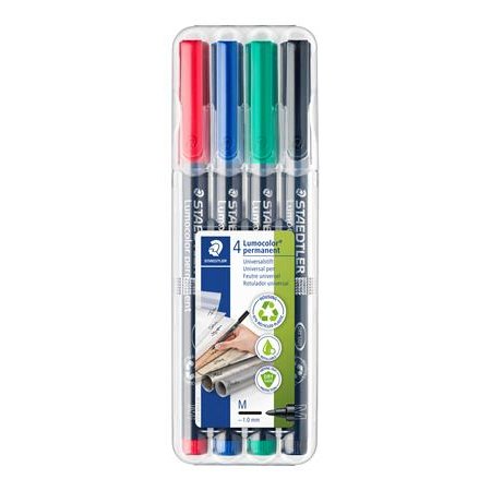 Permanentný popisovač, sada, OHP, 1 mm, STAEDTLER "Lumocolor® 317 M", 4 rôzne farby