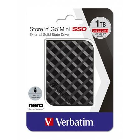 SSD (externá pamäť), 1TB, USB 3.2 VERBATIM "Store n Go Mini", čierna