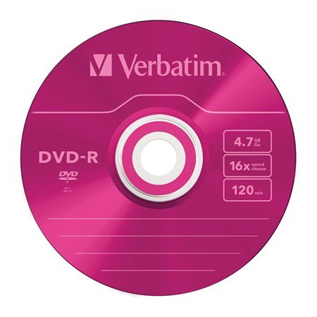 DVD-R disk, farebné, AZO, 4,7GB, 16x, 5 ks, tenký obal, VERBATIM