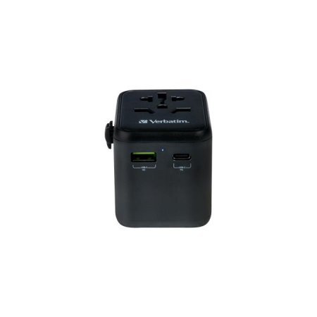 Cestovný adaptér, univerzálny, USB-A(QC 3.0)/USB-C(PD20W)2xUSB, VERBATIM "UTA-02"