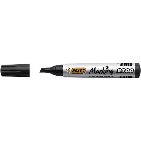 Permanentný popisovač, 3,7-5,5 mm, zrezaný hrot, BIC "ECO 2300", čierna