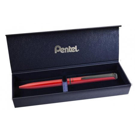 Gélové pero, 0,35 mm, otočné, telo pera: matná červená, PENTEL "EnerGel BL-2507" modrá