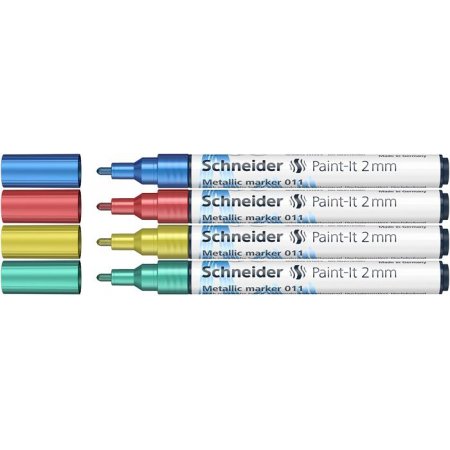 Akrylový popisovač, sada,  2 mm, SCHNEIDER "Paint-It 011", 4 rôzne farby