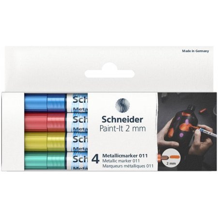 Akrylový popisovač, sada,  2 mm, SCHNEIDER "Paint-It 011", 4 rôzne farby