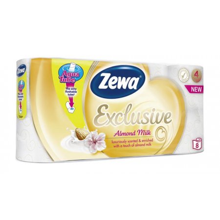 Toaletný papier, 4-vrstvový, malý kotúč, 8 kotúčov, ZEWA "Exclusive", almond milk