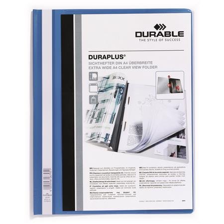 Rýchloviazač, A4, široký, priehľadné vrecko, DURABLE "DURAPLUS®", modrý