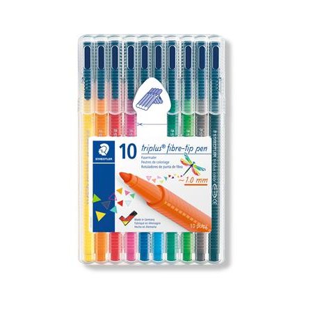 Fixky, sada, 1 mm, STAEDTLER "Triplus", 10 rôznych farieb