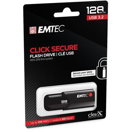 USB kľúč, 128GB, USB 3.2, so šifrovaním, EMTEC "B120 Click Secure"