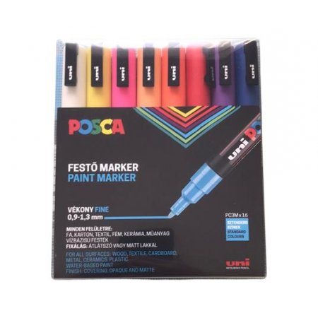 Dekoračný popisovač, sada, 0,9-1,3 mm, UNI "Posca PC-3M", 16 rôznych farieb