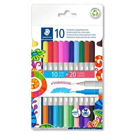 Fixky, sada, 1/3 mm, obojstranné, STAEDTLER® "3280", 20 rôznych farieb