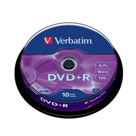 DVD+R disk, AZO, 4,7GB, 16x, 10 ks, cake box, VERBATIM