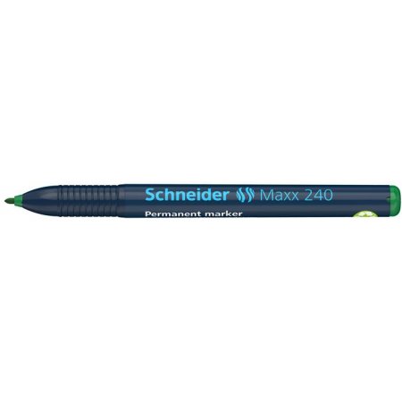 Permanentný popisovač, 1- 2 mm, kužeľový hrot, SCHNEIDER "240", zelený