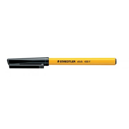 Guľôčkové pero, 0,3 mm, s vrchnákom, STAEDTLER "Stick 430 F", čierne