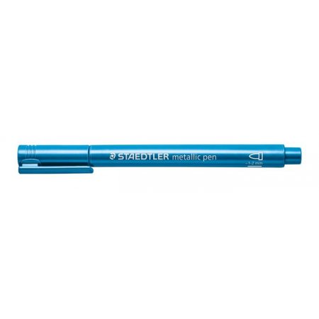 Dekoračný popisovač, 1-2 mm, kužeľový hrot, STAEDTLER "8323", kovovo modrý