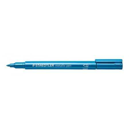 Dekoračný popisovač, 1-2 mm, kužeľový hrot, STAEDTLER "8323", kovovo modrý