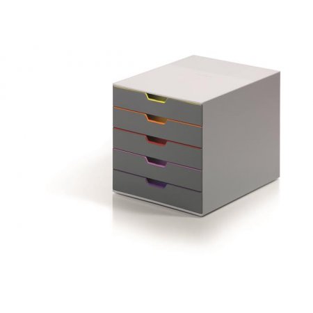 Zásuvkový box, plastový, 5 zásuviek , DURABLE "VARICOLOR® 5", sivý