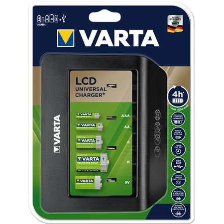 Nabíjačka batérií, univerzálna, AA/AAA/C/D/9V, LCD obrazovka, VARTA "Universal"