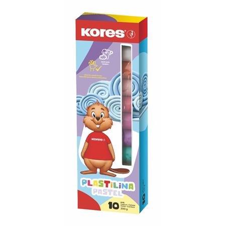 Plastelína, 200 g, 10 pastelových farieb, KORES "Plastilina"