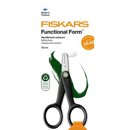 Vyšívacie nožnice, 13 cm, FISKARS "Functional Form Renew", čierna