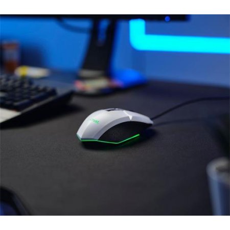 Myš, drôtová, optická, gaming, LED, TRUST "GXT109W Felox", biela