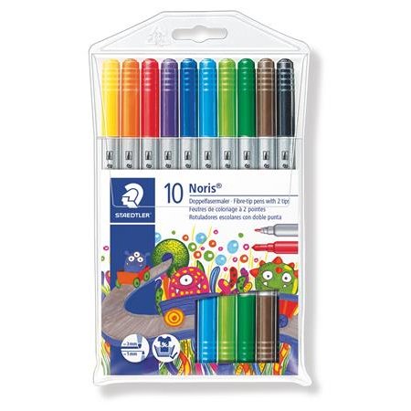 Fixky, 1-3 mm, obojstranné, STAEDTLER "Noris Club", 10 rôznych farieb