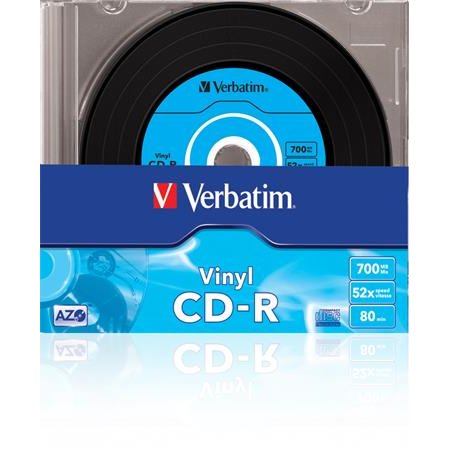 CD-R disk, AZO, 700MB, 52x, 10 ks, tenký obal, VERBATIM "Vinyl"