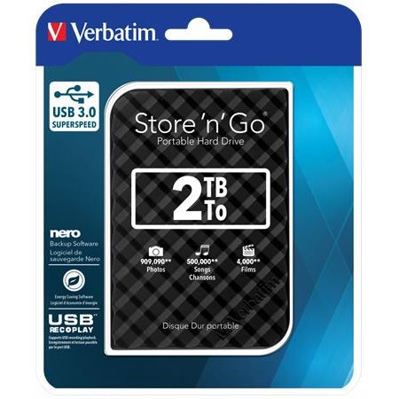 2,5" HDD (pevný disk), 2TB, USB 3.0, VERBATIM "Store n Go", čierna