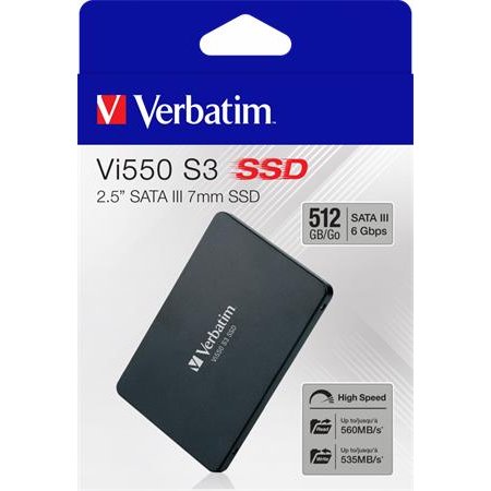 SSD (vnútorná  pamäť), 512GB, SATA 3, 500/520MB/s, VERBATIM "Vi550"